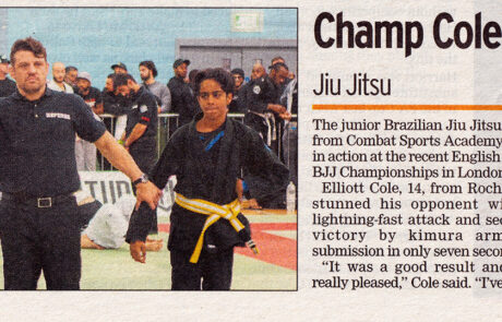 Elliott Cole is a Brazilian Jiu Jitsu athlete from Rochester in Kent and fights for Combat Sports Academy