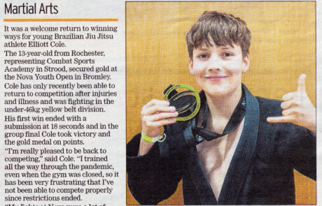 Elliott Cole is a Brazilian Jiu Jitsu athlete from Rochester in Kent and fights for Combat Sports Academy